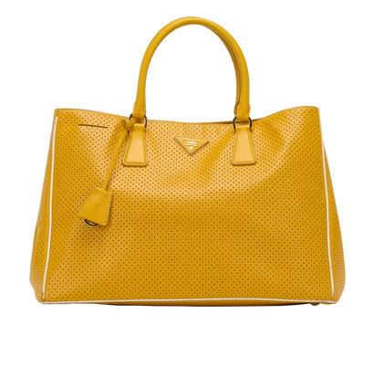 Perforated Tote, &pound;550, Handbags, Yellow, Leather, Front view